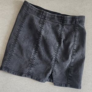 Free People Black Stretchy Denim Mini Skirt